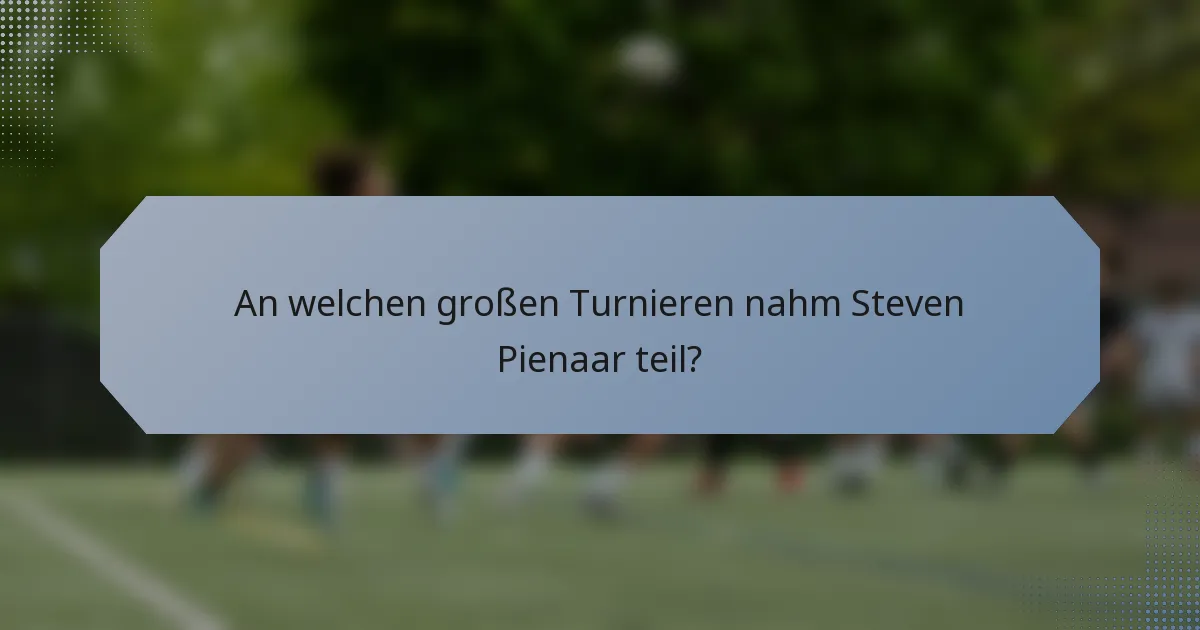 An welchen großen Turnieren nahm Steven Pienaar teil?