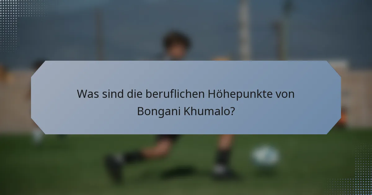 Was sind die beruflichen Höhepunkte von Bongani Khumalo?