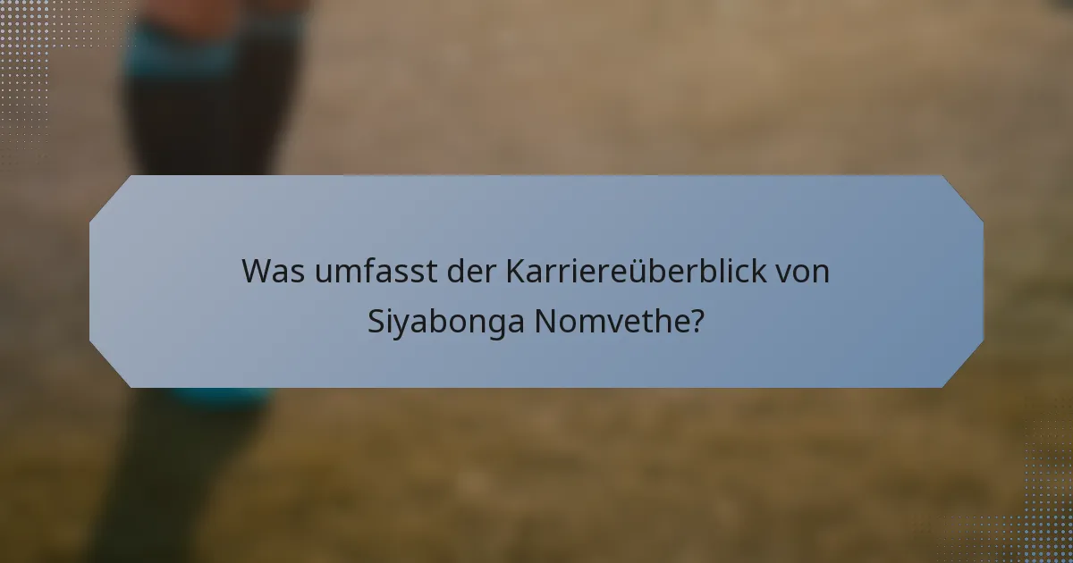 Was umfasst der Karriereüberblick von Siyabonga Nomvethe?