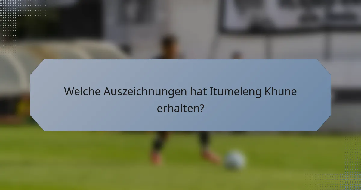Welche Auszeichnungen hat Itumeleng Khune erhalten?