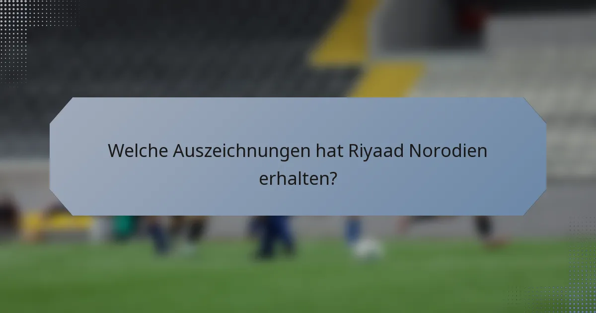 Welche Auszeichnungen hat Riyaad Norodien erhalten?