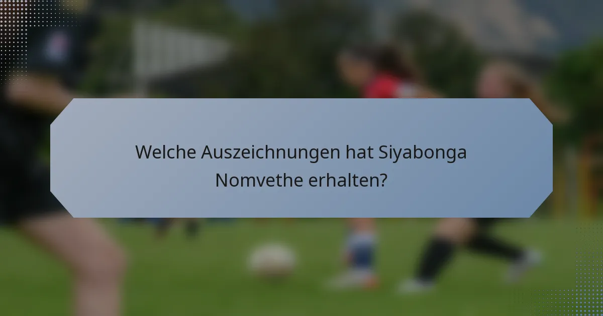 Welche Auszeichnungen hat Siyabonga Nomvethe erhalten?