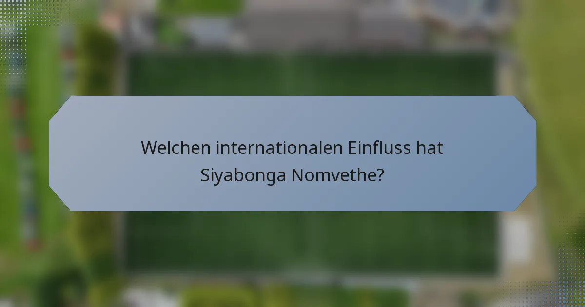 Welchen internationalen Einfluss hat Siyabonga Nomvethe?