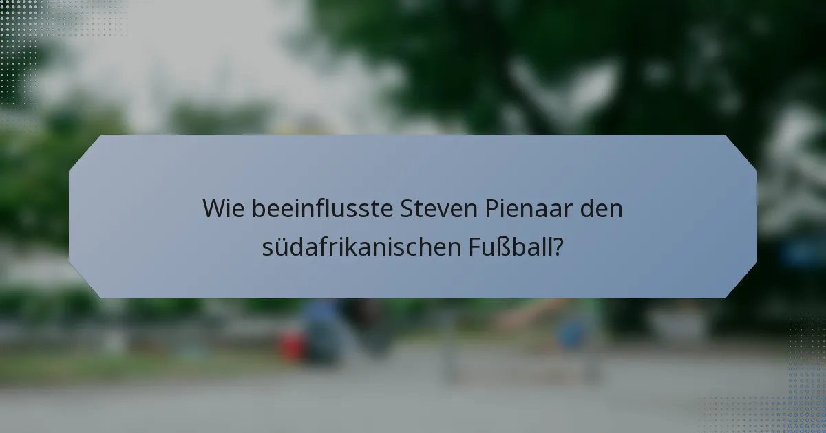 Wie beeinflusste Steven Pienaar den südafrikanischen Fußball?